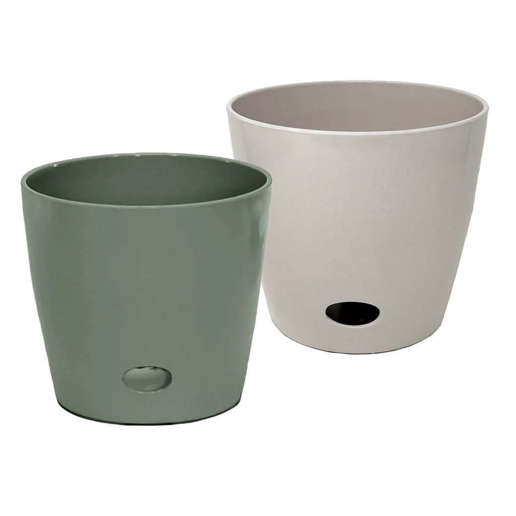 Bamboo Blooms 10 inch sage and cream planter pair