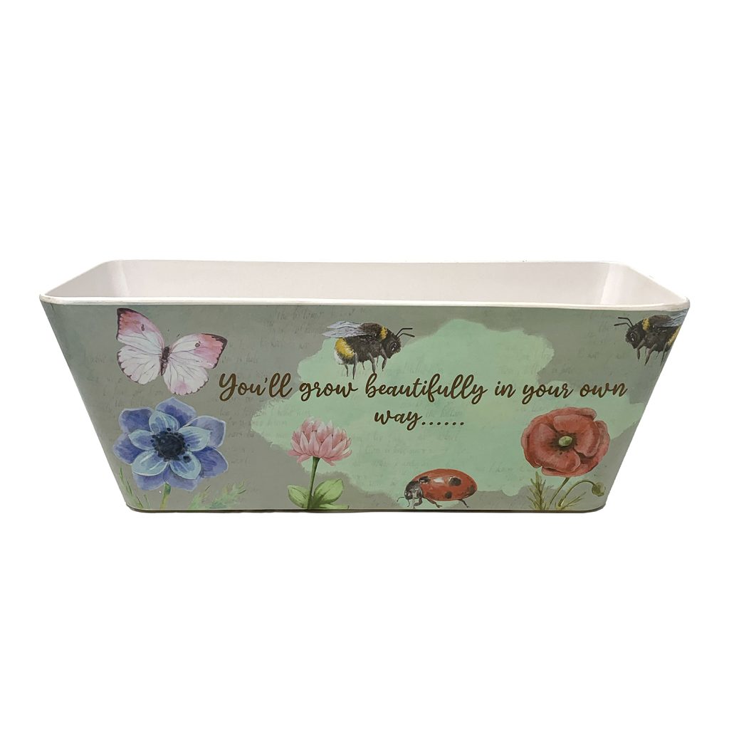Bamboo Blooms 16 inch Flowers rectangular planter