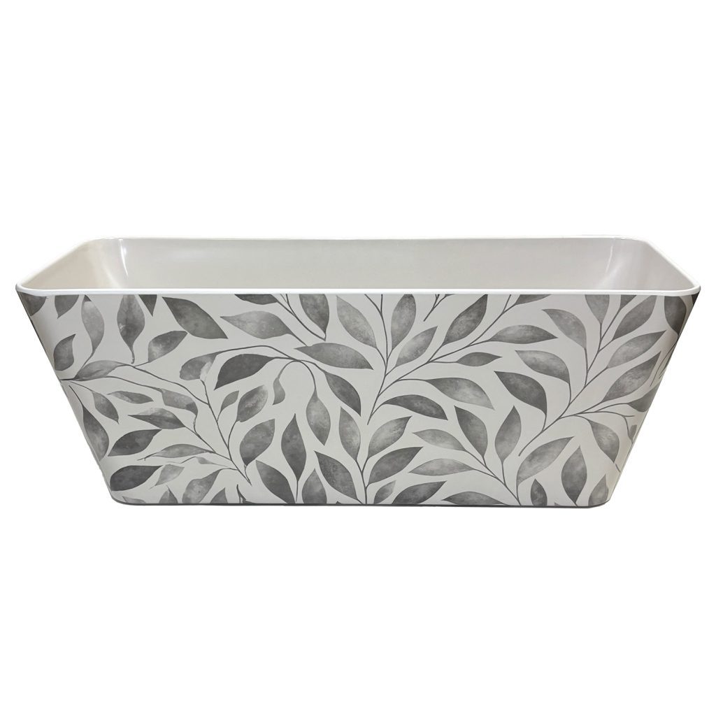 Bamboo Blooms 16 inch Gray Leaves rectangular planter